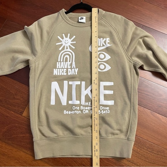 Nike Have a Nike Day Crew Neck Sweater Pullover Brown Beige Sz S B17 - Picture 9 of 9
